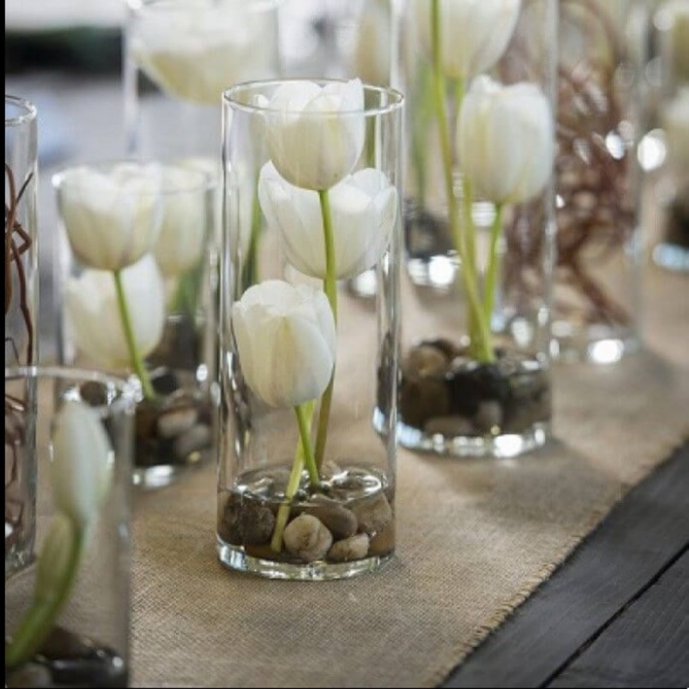 TWO 6”Glass Cylinder Vases -Home, Office, Weddings - Picture 8 of 11